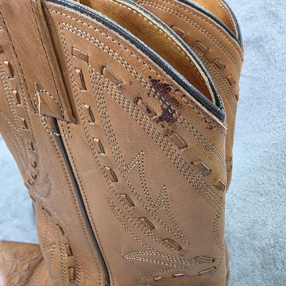 Double-H Western Leather Boots Brown USA Union Made Size 8.5 B